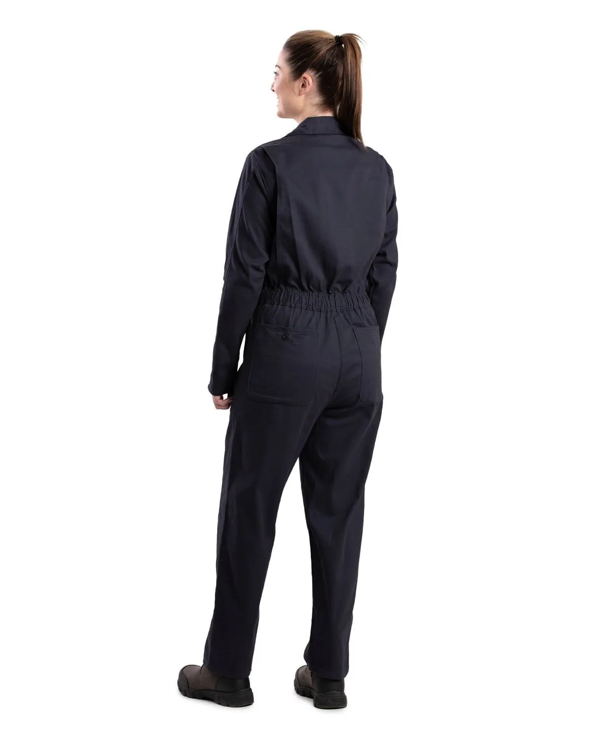 Berne Womens Highland Flex Unlined Navy Cotton Blend Work Coverall Couple Look Work Ready City Walk Weekend Warrior