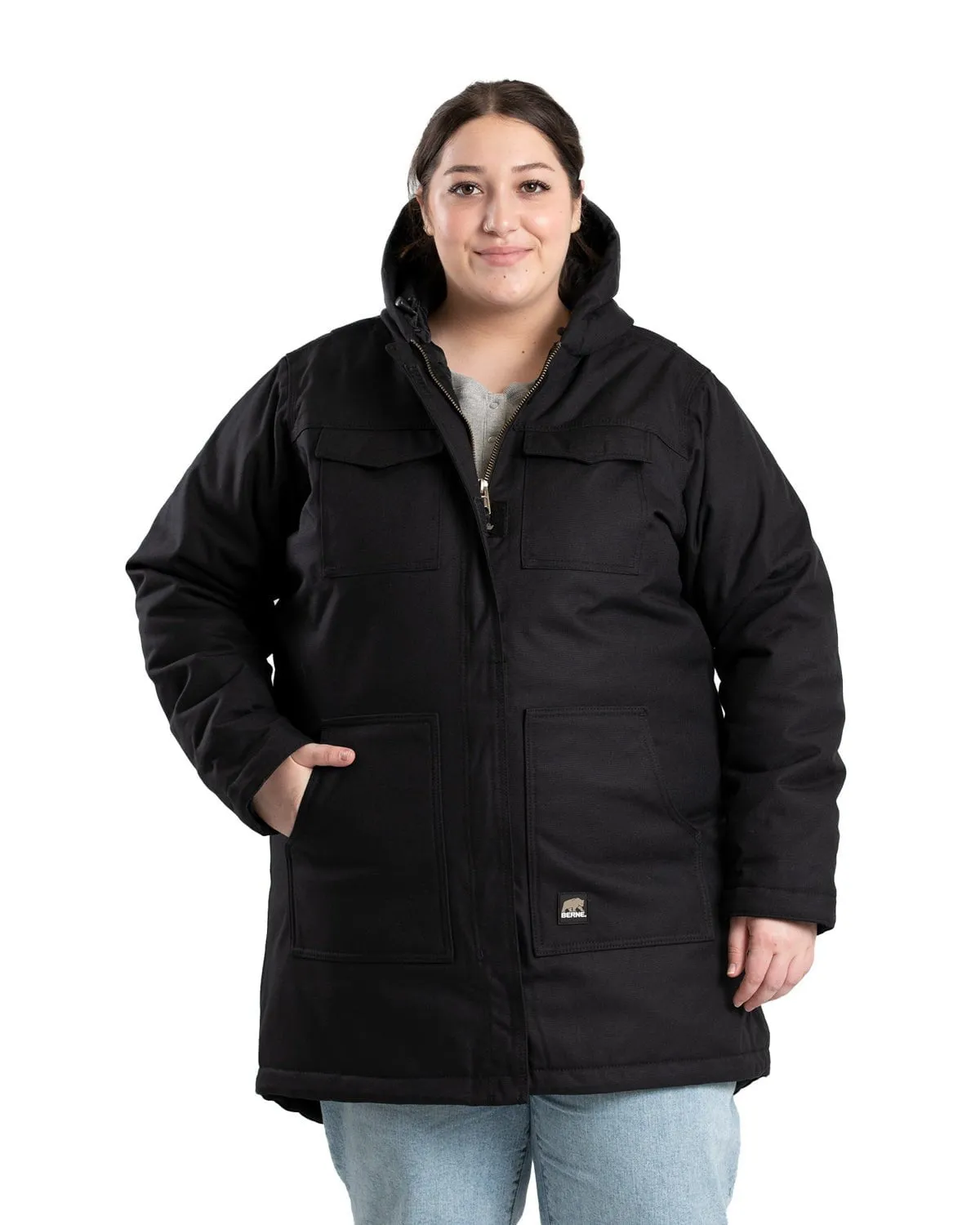 Closet Classic Berne Womens Icecap Parka Black 100% Nylon Insulated Jacket