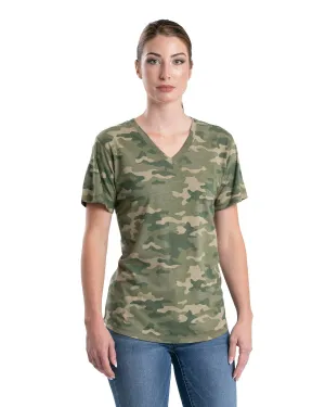 Berne Womens Performance V-Neck Forest Camo Cotton Blend S/S T-Shirt UV Protective Berne Womens Performance V-Neck Forest Camo Cotton Blend S/S T-Shirt Premium Pima Cotton Smart Layering