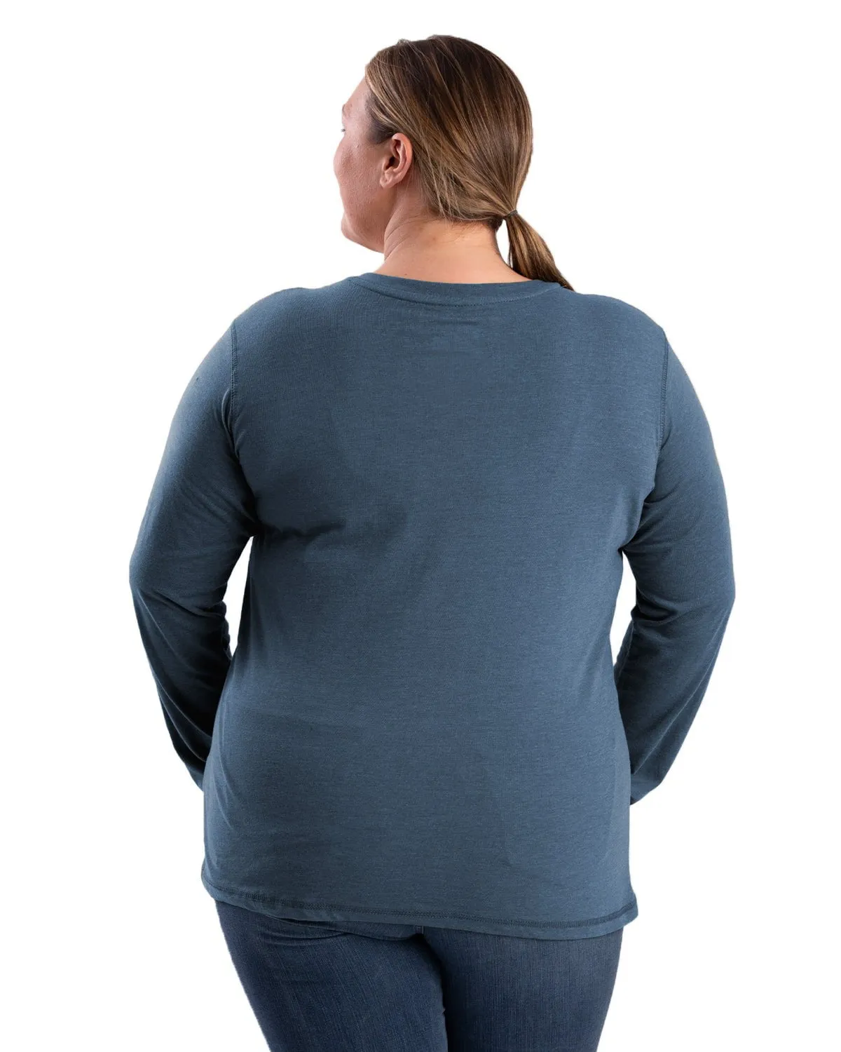 Perfect Fit Waist abrasion resistant coating Berne Womens Performance V-Neck Midnight Rain Cotton Blend L/S T-Shirt