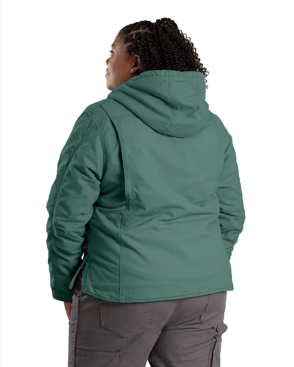 Ever Versatile Berne Womens Sherpa-Lined Softstone Duck Eucalyptus 100% Cotton Hoodie