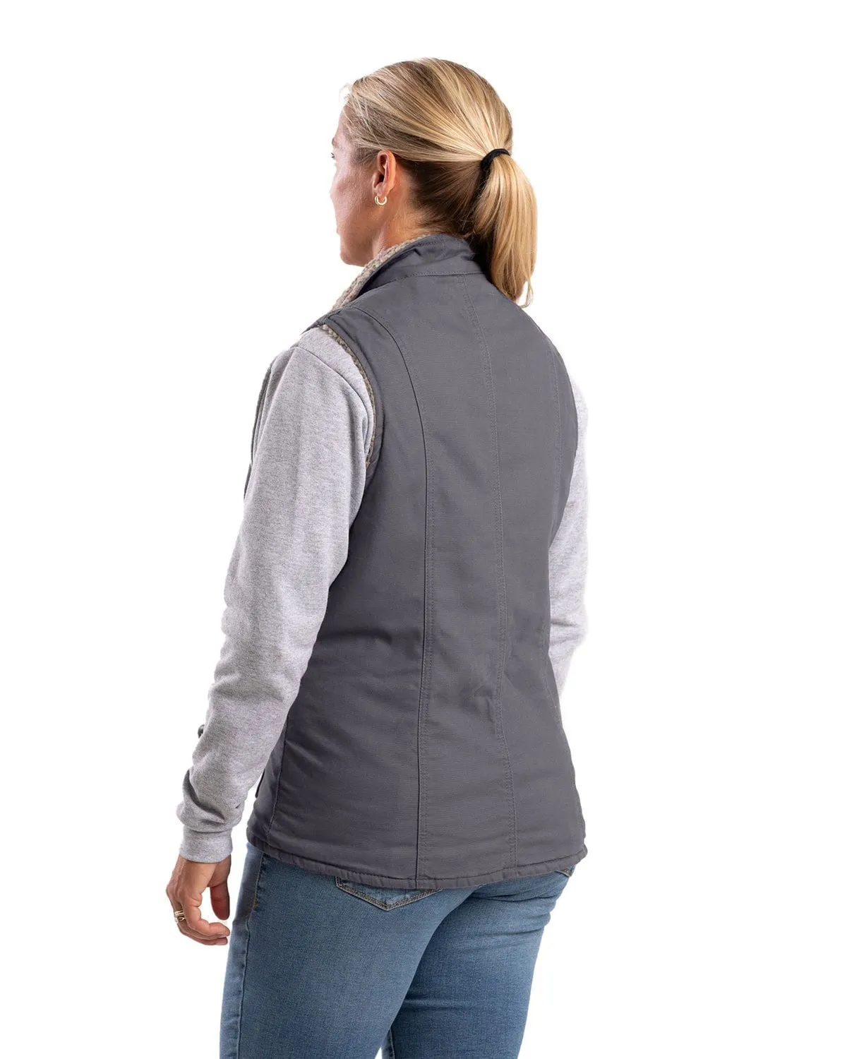 Berne Womens Sherpa-Lined Softstone Duck Titanium 100% Cotton Vest Pre Shrunk Material