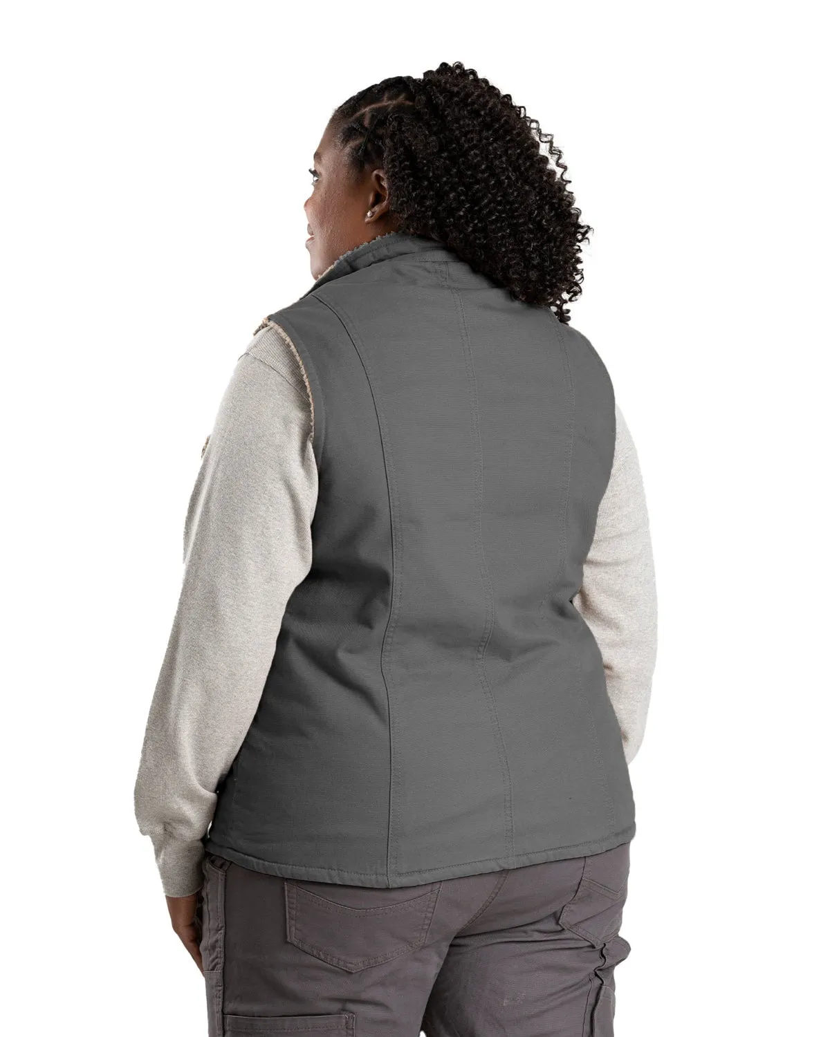 Berne Womens Sherpa-Lined Softstone Duck Titanium 100% Cotton Vest Easy Fashion Outfit Ideas
