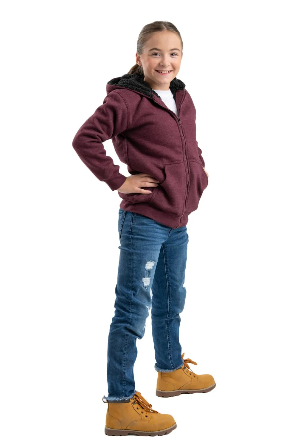 Berne Womens Sherpa-Lined Sweatshirt Cabernet Cotton Blend Hoodie Casual Vibe
