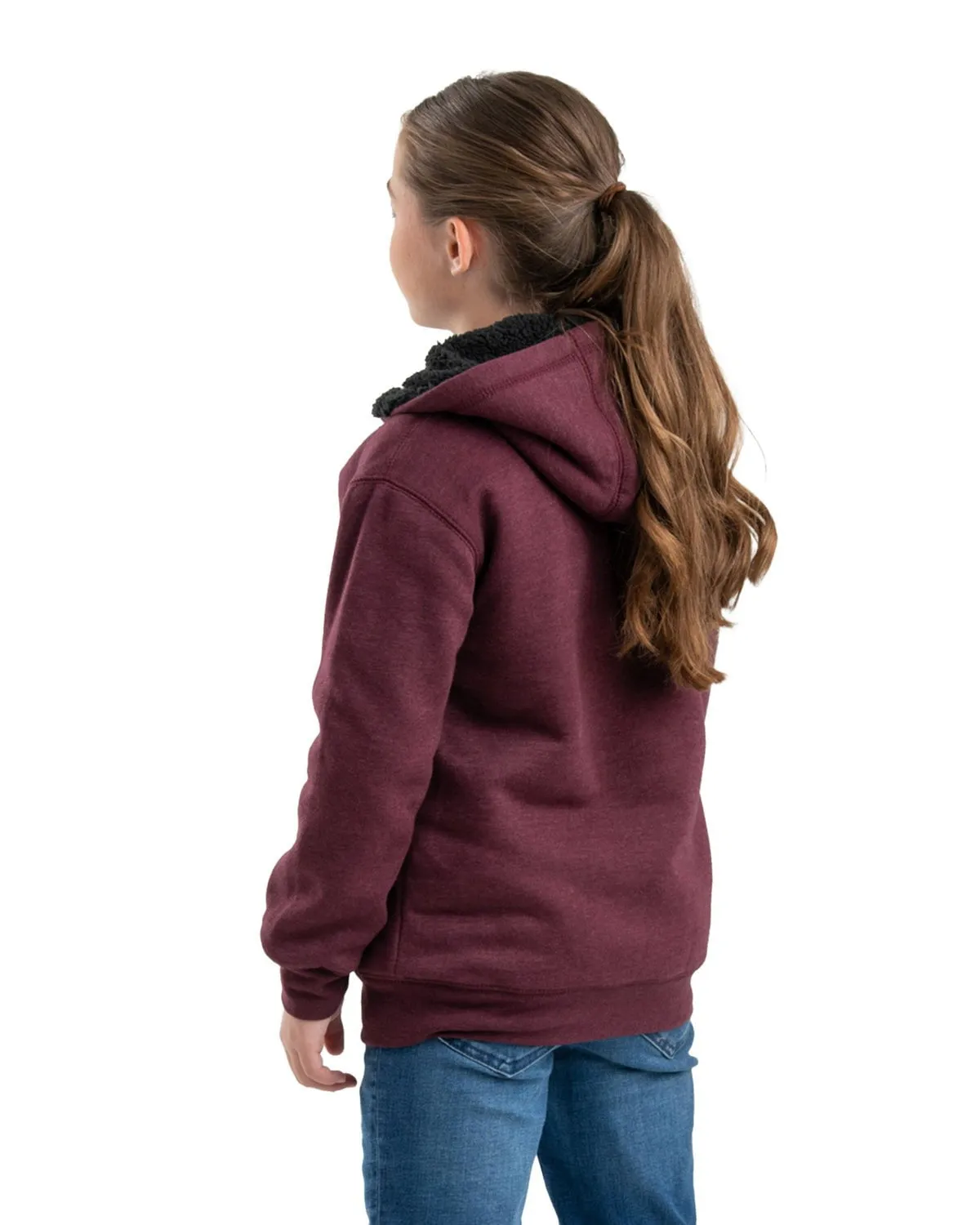 Date Night Sunny Vibes Style Basic Berne Womens Sherpa-Lined Sweatshirt Cabernet Cotton Blend Hoodie