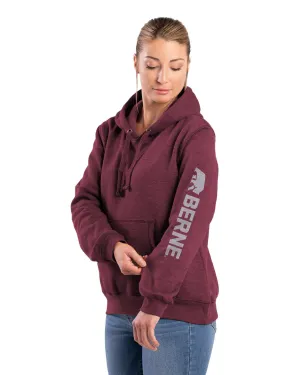 Berne Womens Signature Sleeve Cabernet Fleece Hoodie True Comfort Timeless Choice Breathable Work Meeting Relaxed Style Berne Womens Signature Sleeve Cabernet Fleece Hoodie