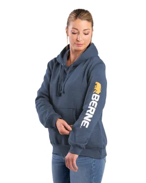 Berne Womens Signature Sleeve Pullover Steel Blue Cotton Blend Hoodie Trendy Design Berne Womens Signature Sleeve Pullover Steel Blue Cotton Blend Hoodie Breathable Lining System Elegant Vibrant Textured