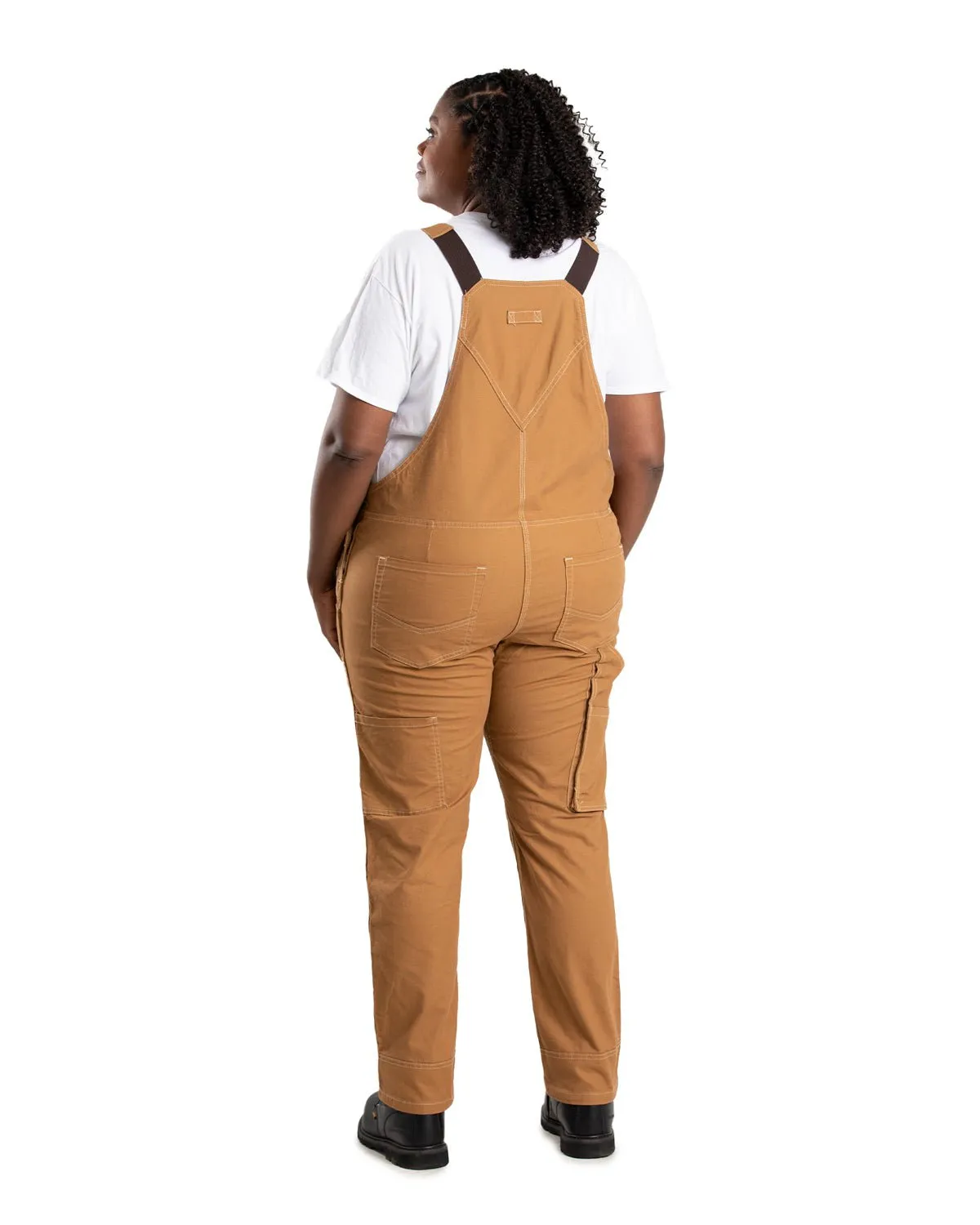 Yearlong Fit Thermal Regulating Fabric Berne Womens Unlined Stretch Brown Duck Cotton Blend Bib Overall