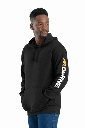 Berne Mens Black Cotton Blend Pullover Hooded Sweatshirt Anti Pill Treatment Berne Mens Black Cotton Blend Pullover Hooded Sweatshirt Eco-Friendly Choice