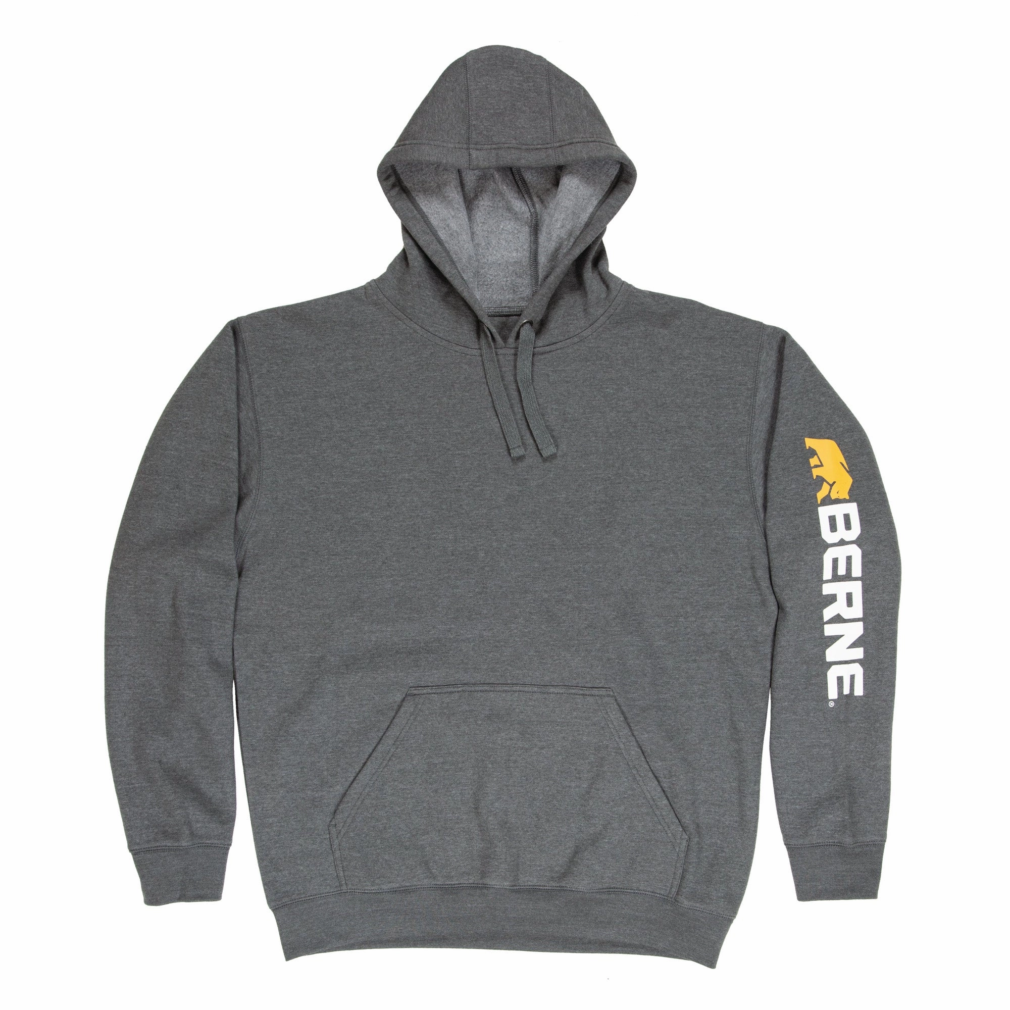 Berne Mens Graphite Cotton Blend Pullover Hooded Sweatshirt Edgy style