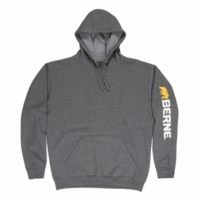 Berne Mens Graphite Cotton Blend Pullover Hooded Sweatshirt Anti Pilling Berne Mens Graphite Cotton Blend Pullover Hooded Sweatshirt Edgy style