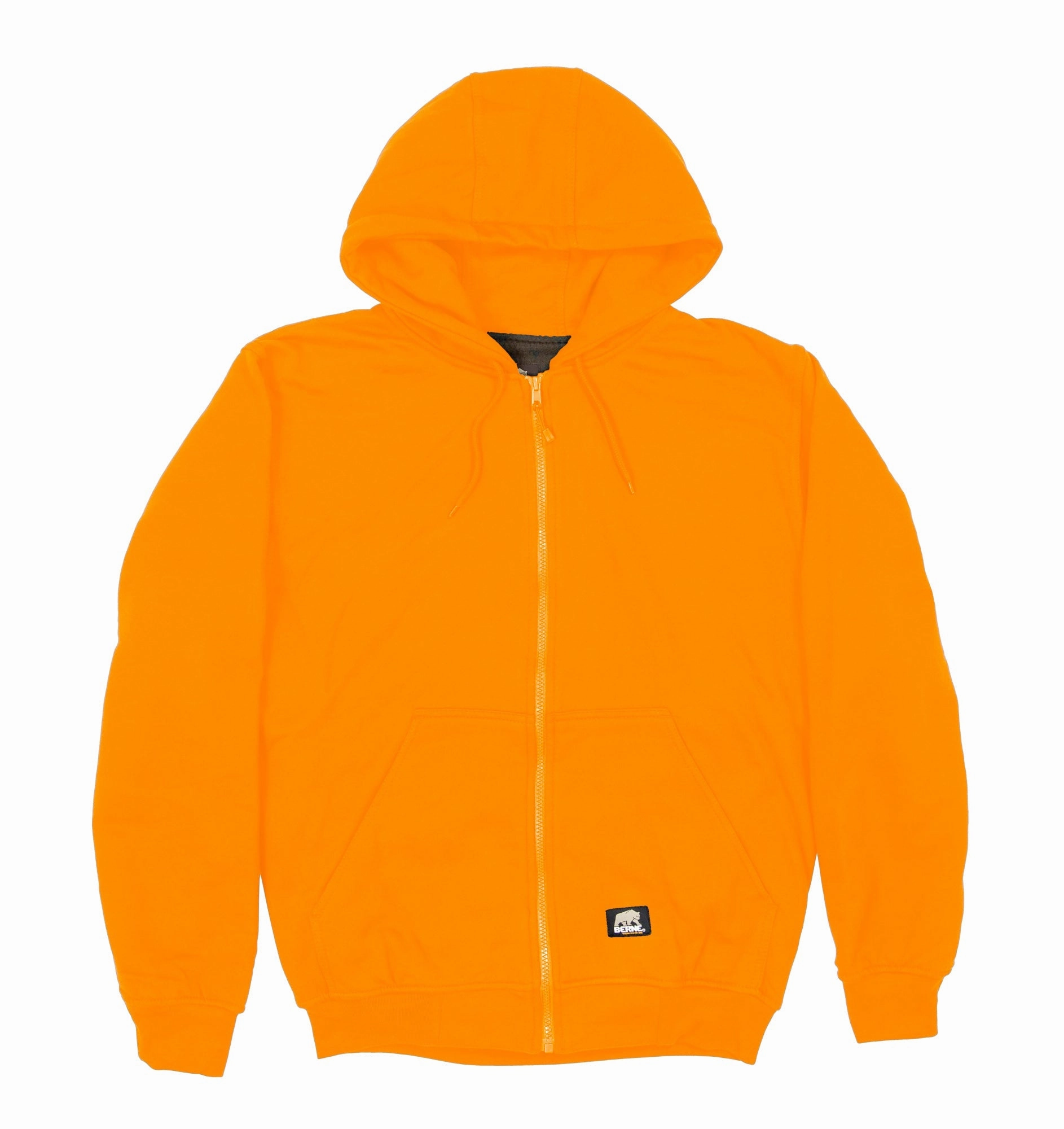 Berne Mens Orange Fleece Hooded Sweatshirt Elegant Finish