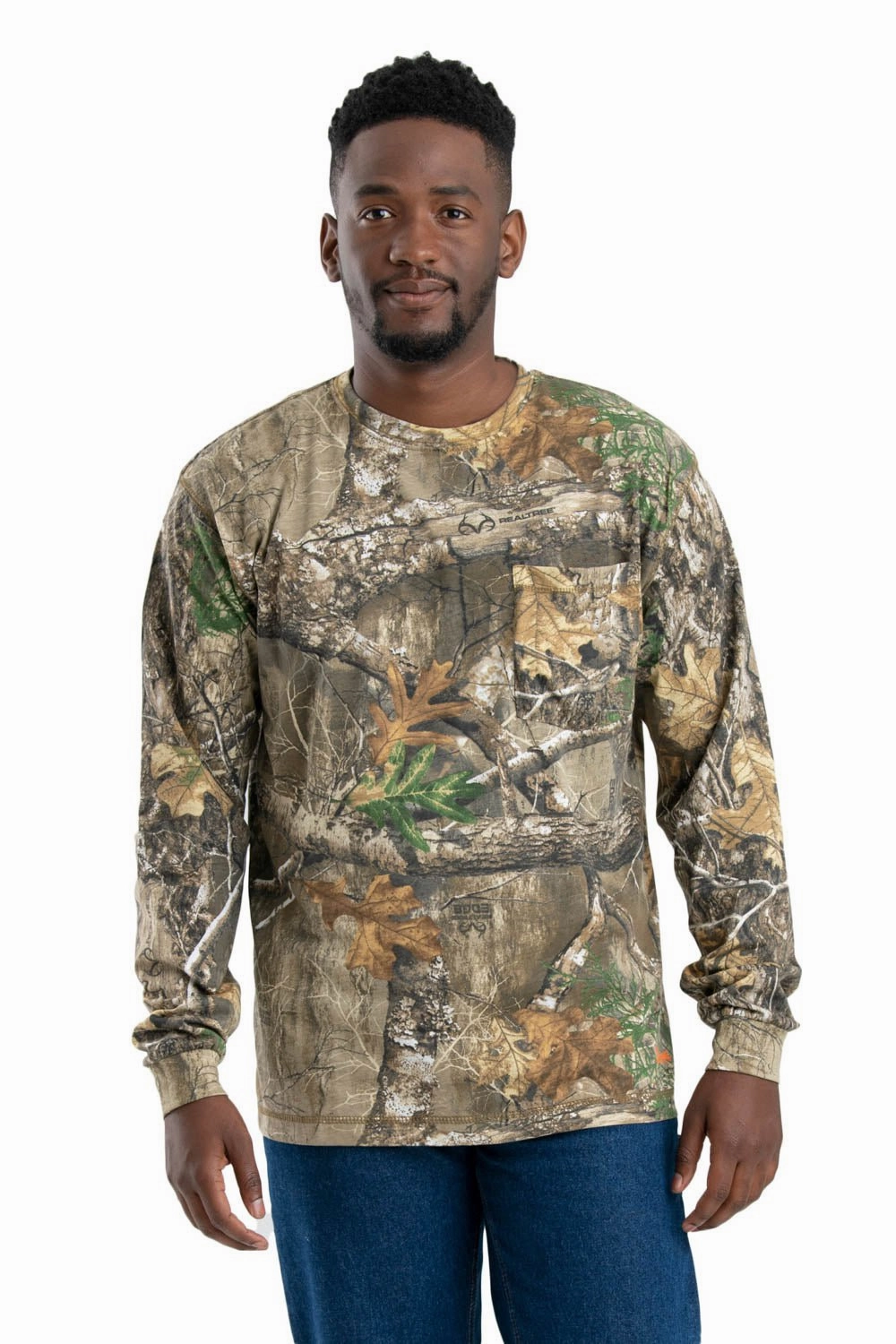 Berne Mens Realtree Edge Cotton Blend Lightweight Performance Tee L/S Active Fit Travel Friendly