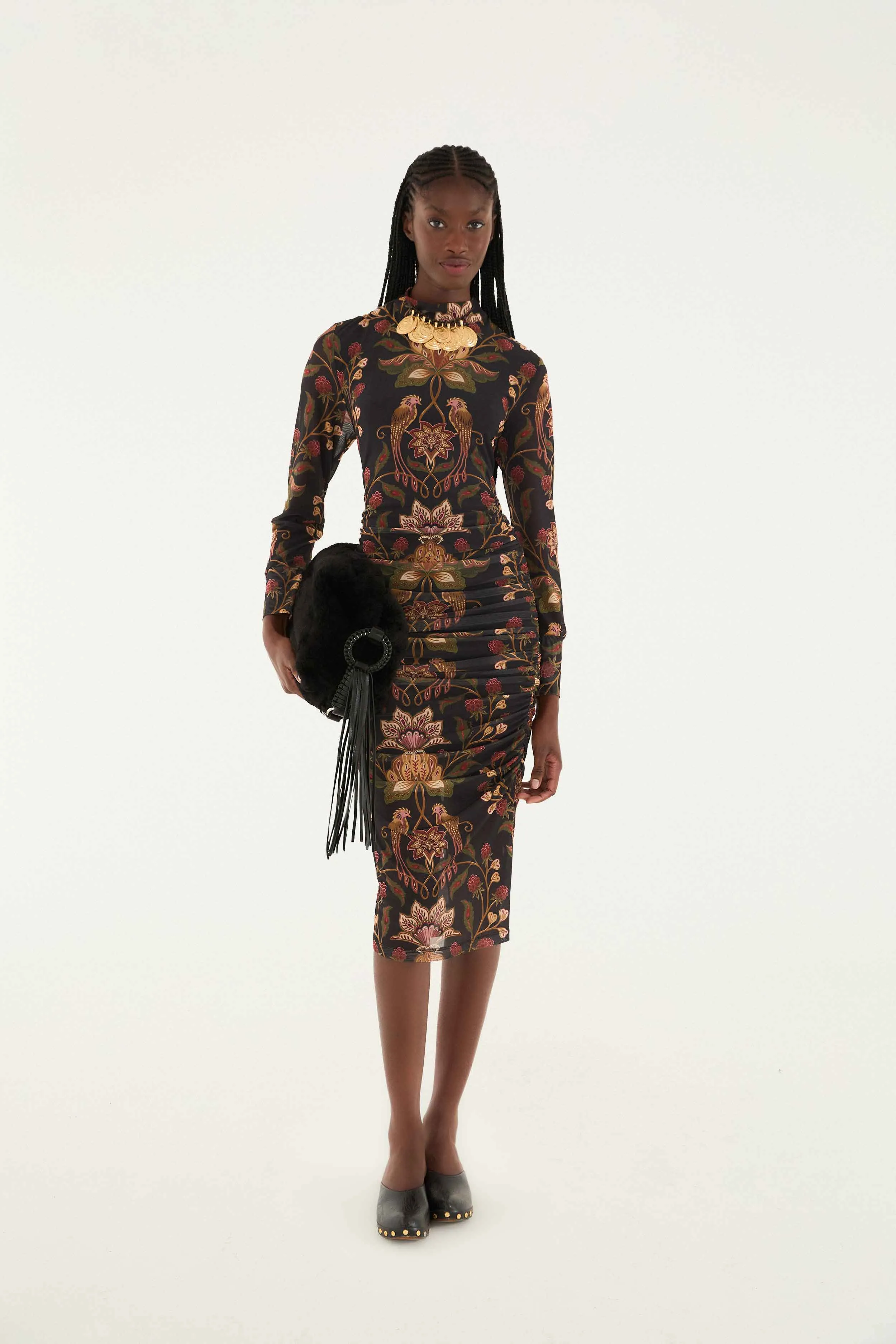Berry Garden Tulle Midi Dress in Black Trendy And Comfortable