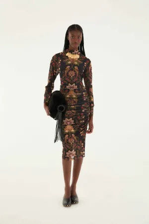 Berry Garden Tulle Midi Dress in Black Emerald Green Berry Garden Tulle Midi Dress in Black Trendy And Comfortable