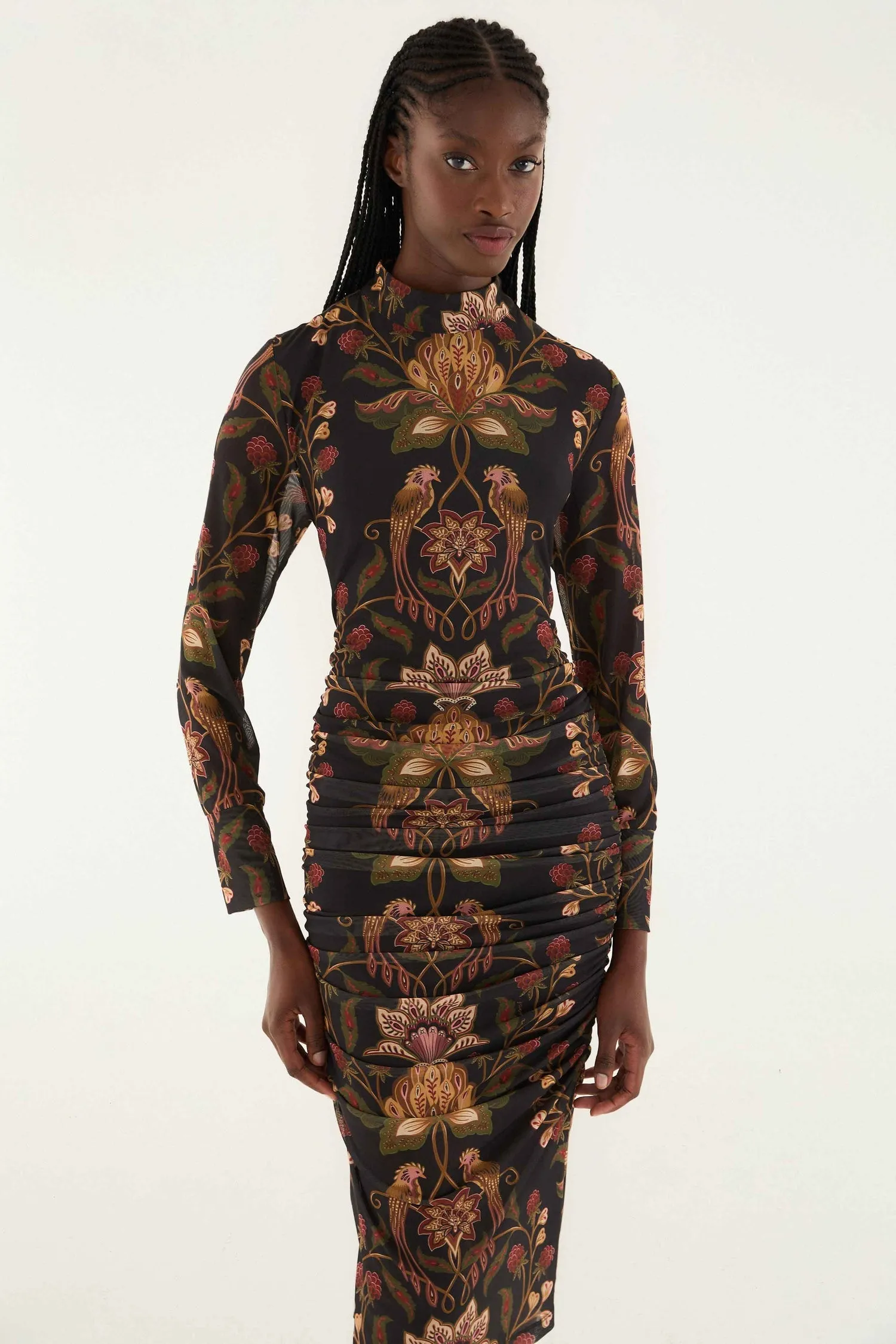 Berry Garden Tulle Midi Dress in Black Feminine Tailoring