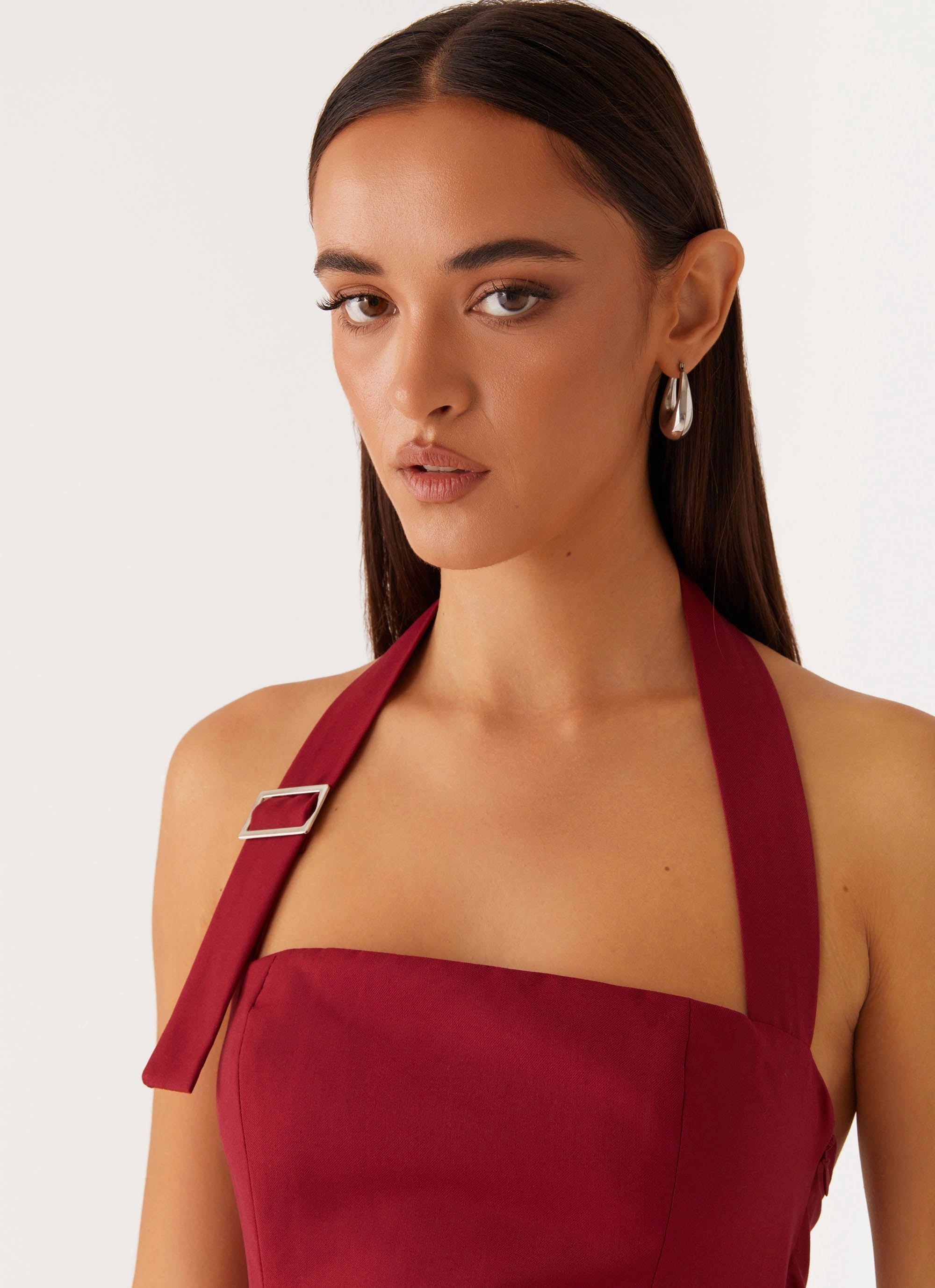 Floating Shape Fashion Mix Bianca Halter Dress - Red