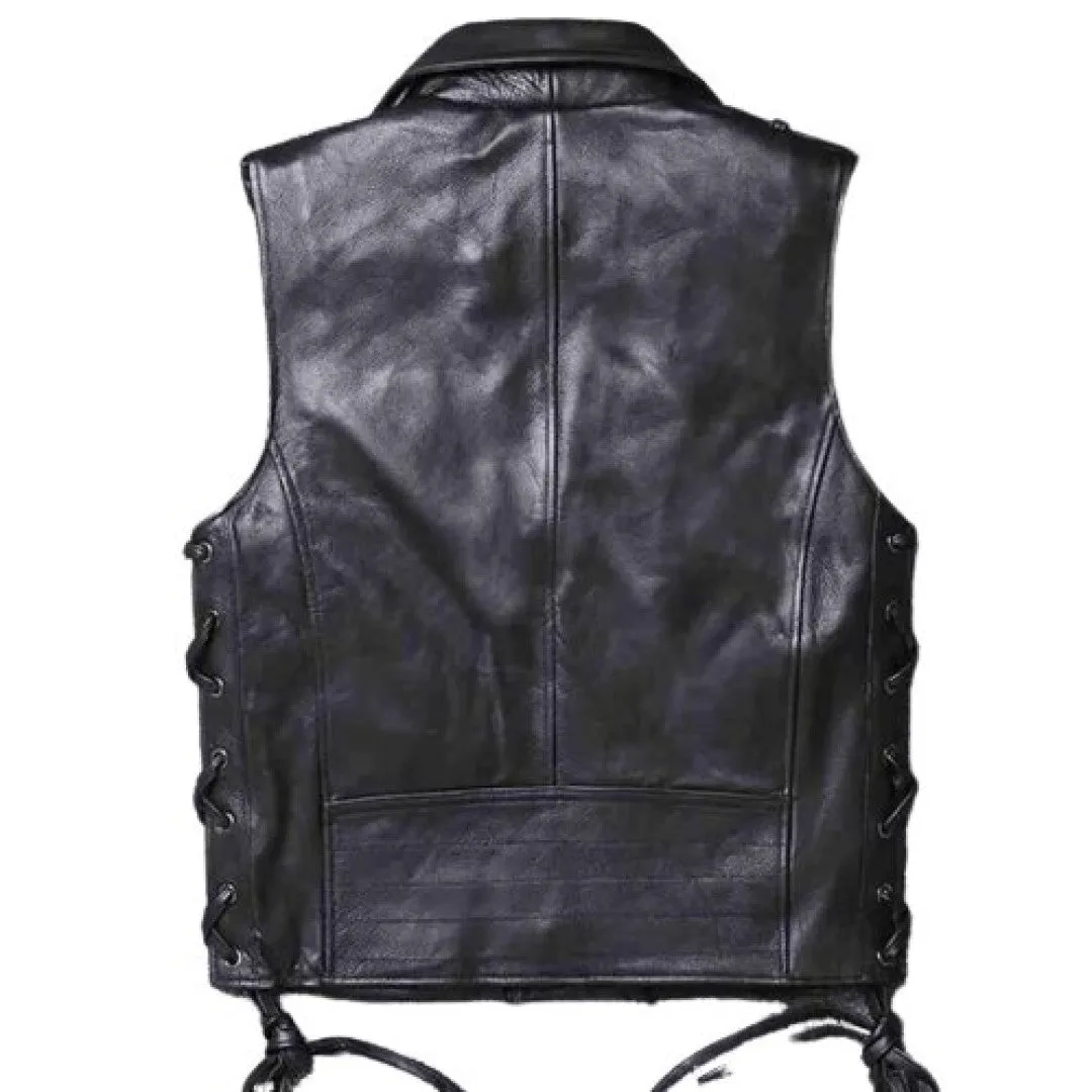 Biker Style Leather Vest For Men's