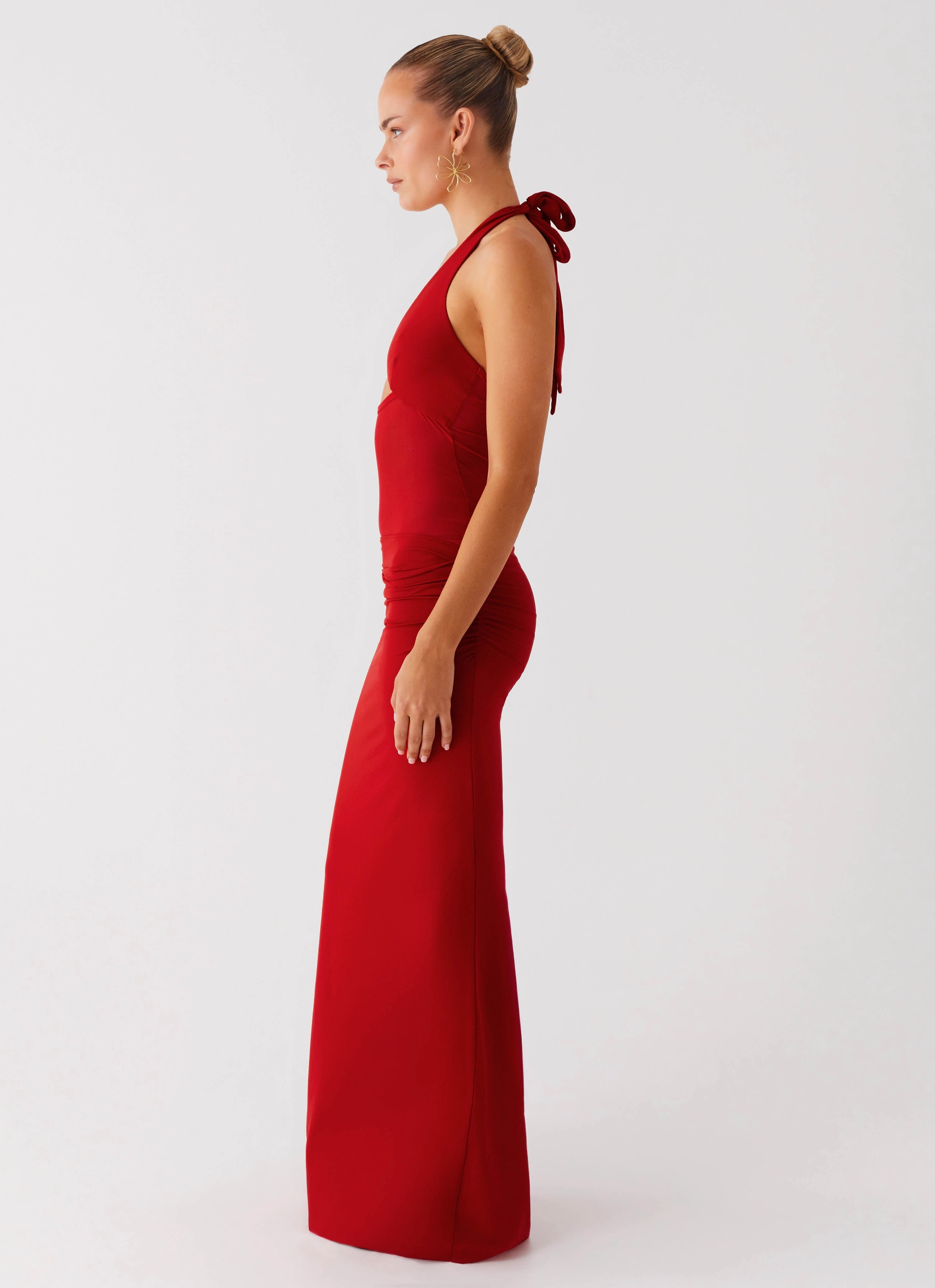 boho vibe Billen Halter Maxi Dress - Red