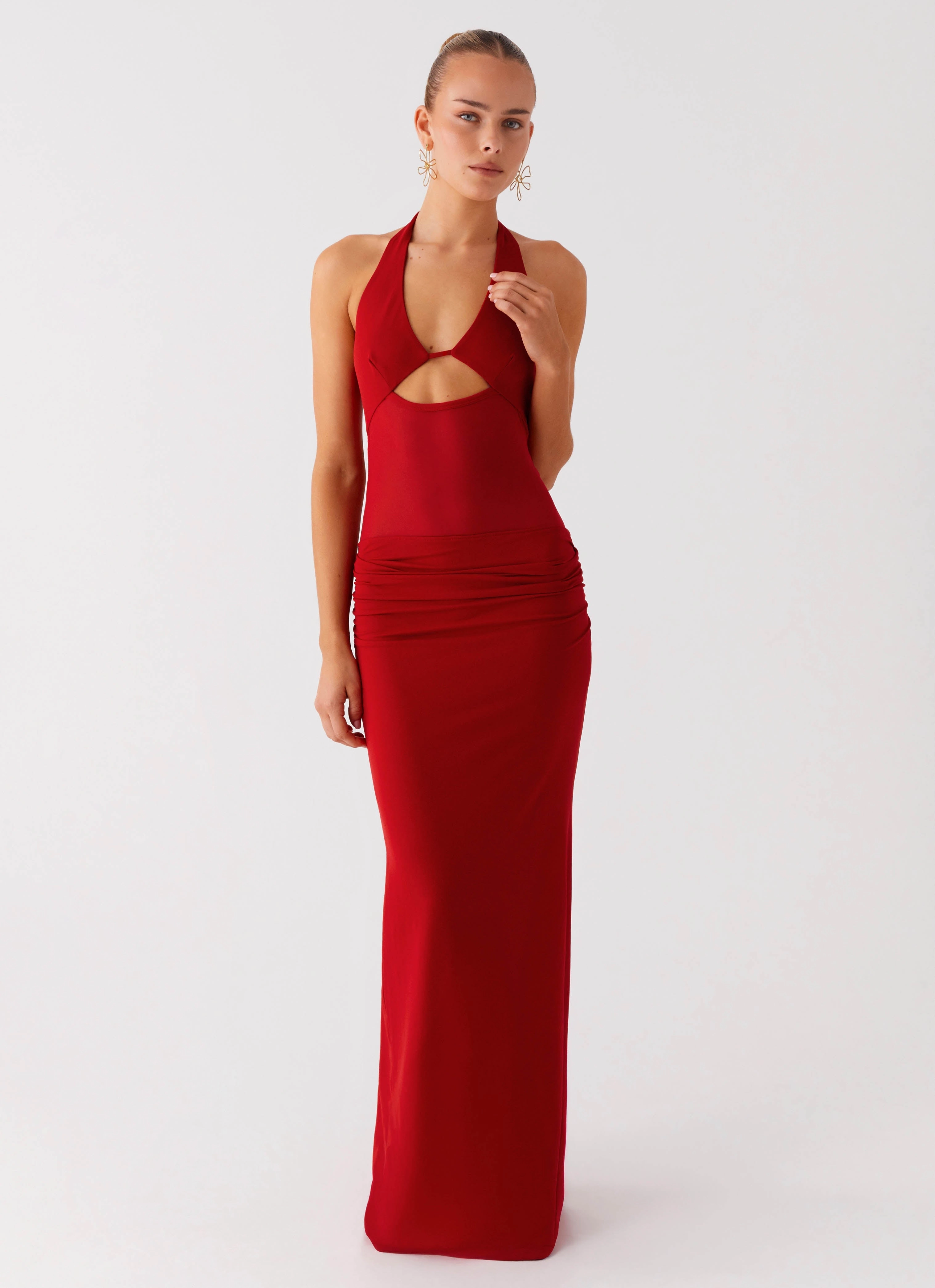 Billen Halter Maxi Dress - Red Japan Cool