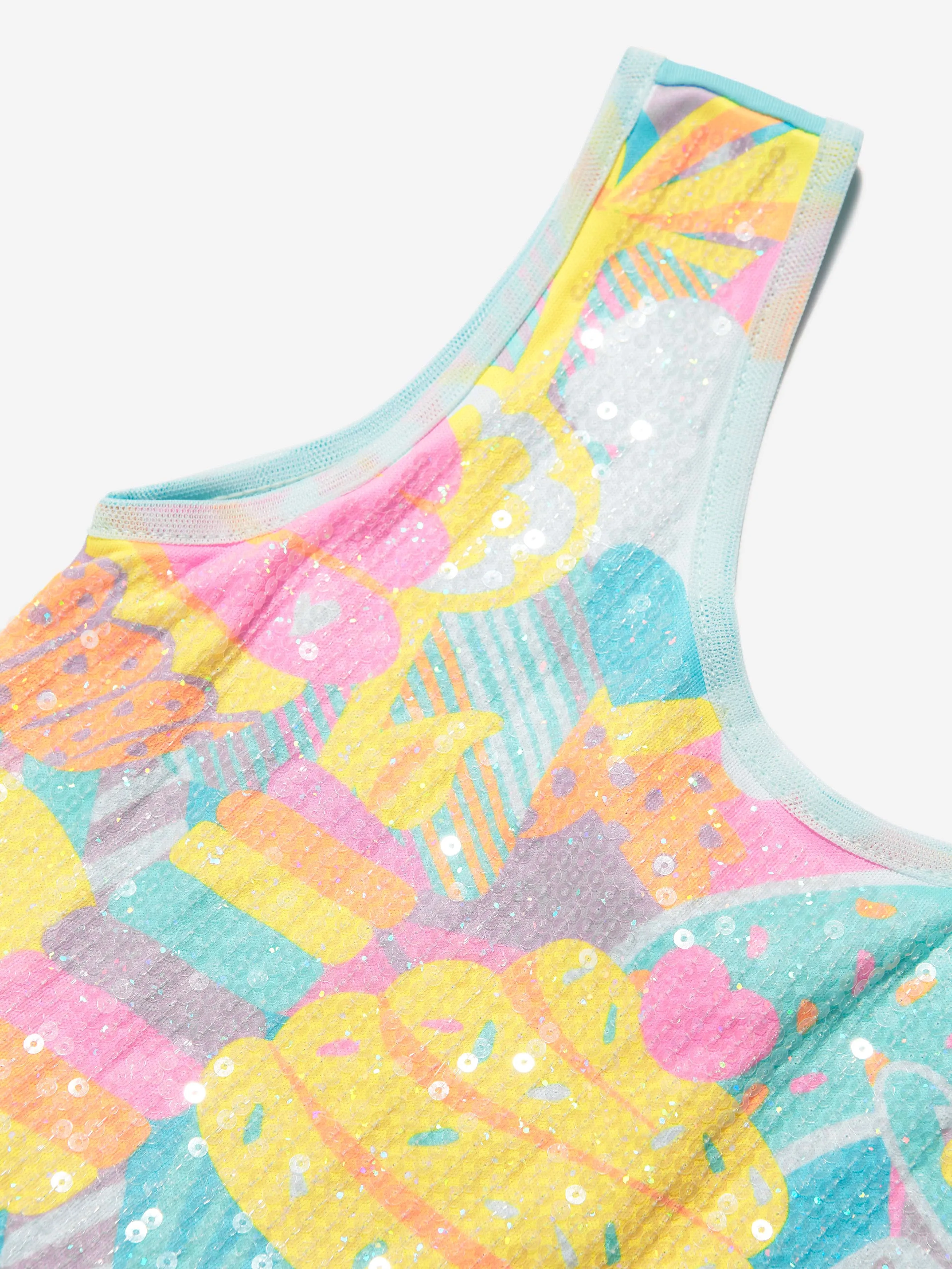 Billieblush Girls Dress With Glitter Crown in Blue