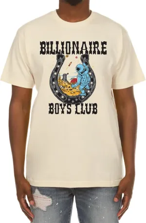 Billionaire Boys Club Clothing Men T-Shirt Astronaut Horseshoe Screen-Printed Design Short Sleeve Tee
