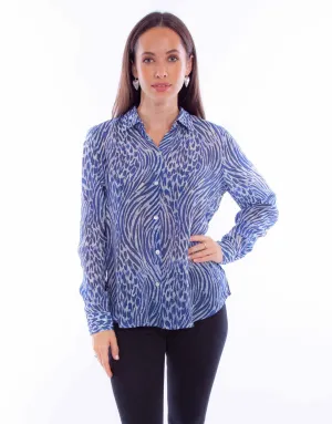 Biodegradable Cloth Scully Womens Animal Print Blue Rayon L/S Blouse Scully Womens Animal Print Blue Rayon L/S Blouse Light Comfort Relaxed Comfort