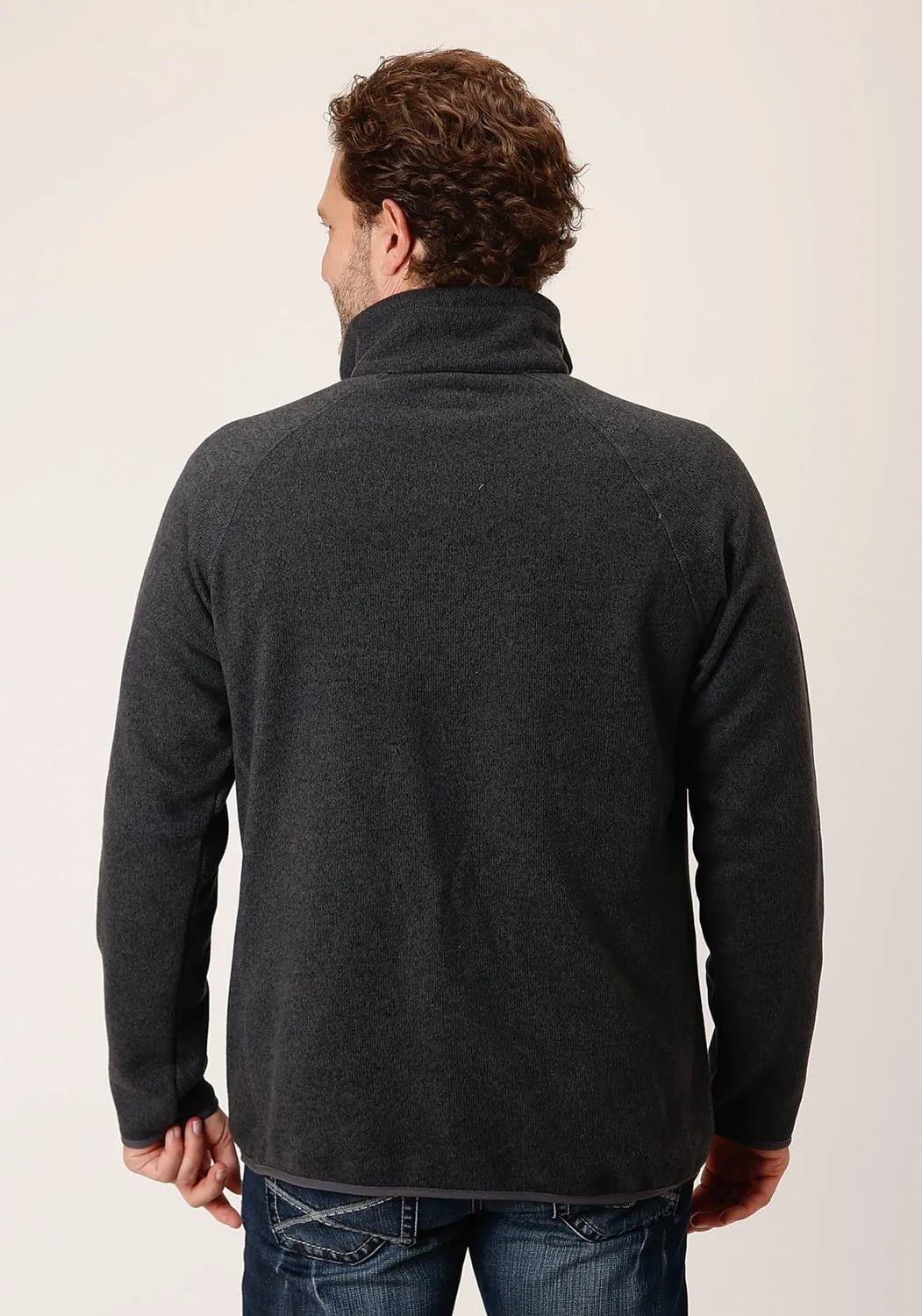 Stetson Mens Bonded Zip Grey 100% Polyester L/S Pullover Sweater Cozy Fit vacation wear