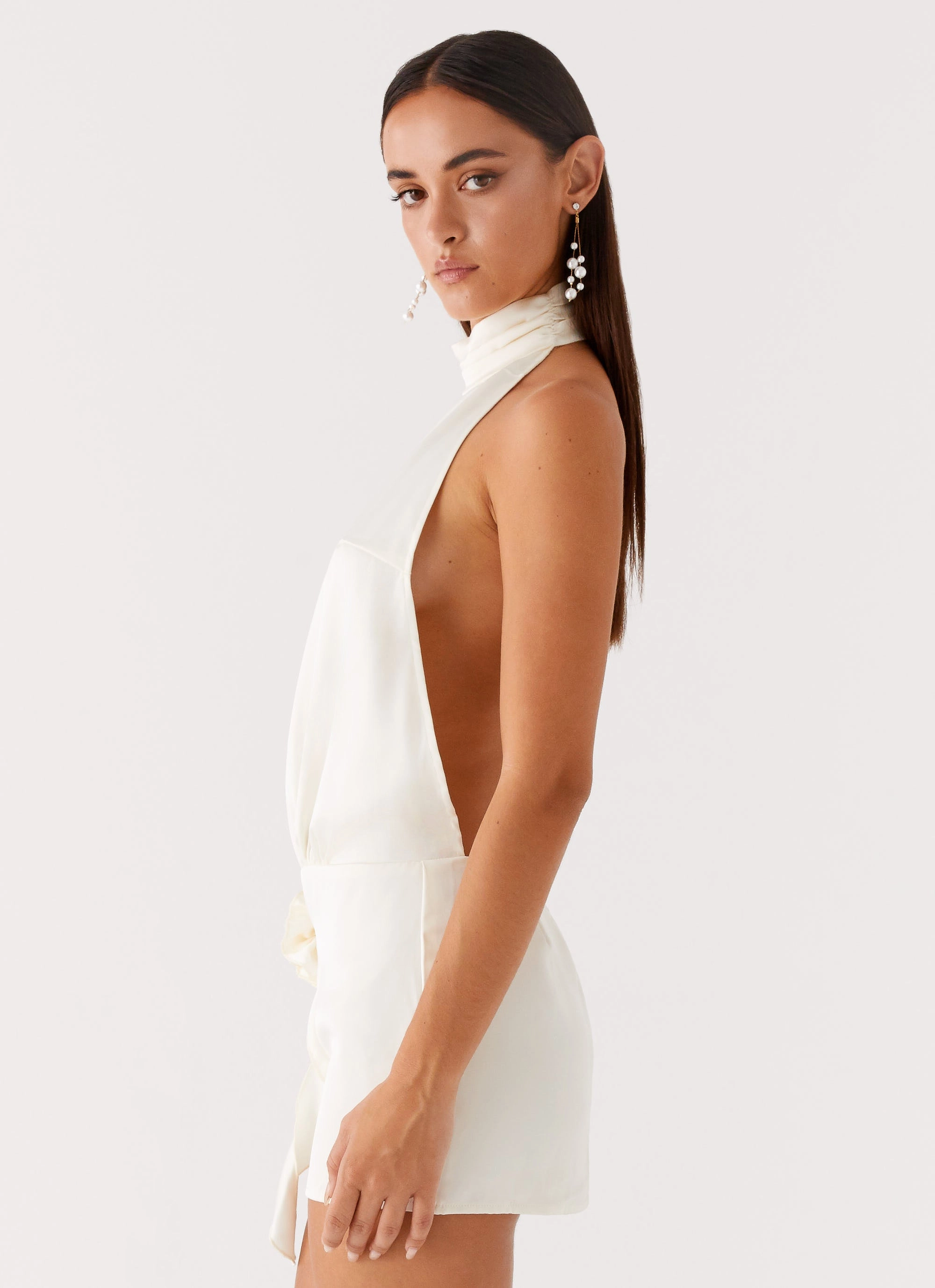 Birdie Halterneck Mini Dress - Ivory Simple Ease