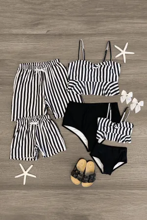 Black & White Stripe Family Swimsuits