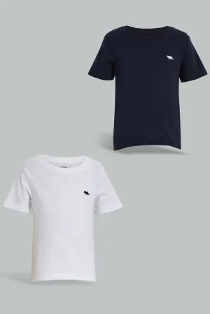 Black And White Solid T-Shirt For Baby Boys (Pack of 2)