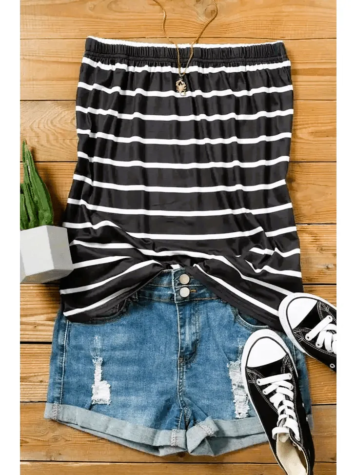 Black Strapless Bandeau Tank