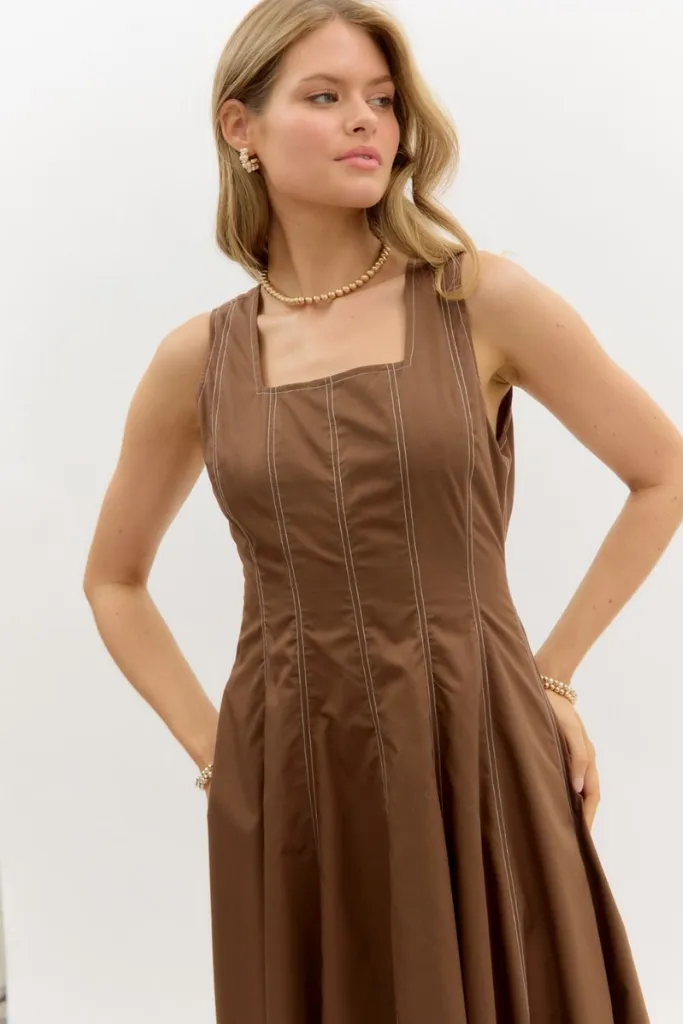 Blair Stitch Detail Midi Dress Stylish Silhouette