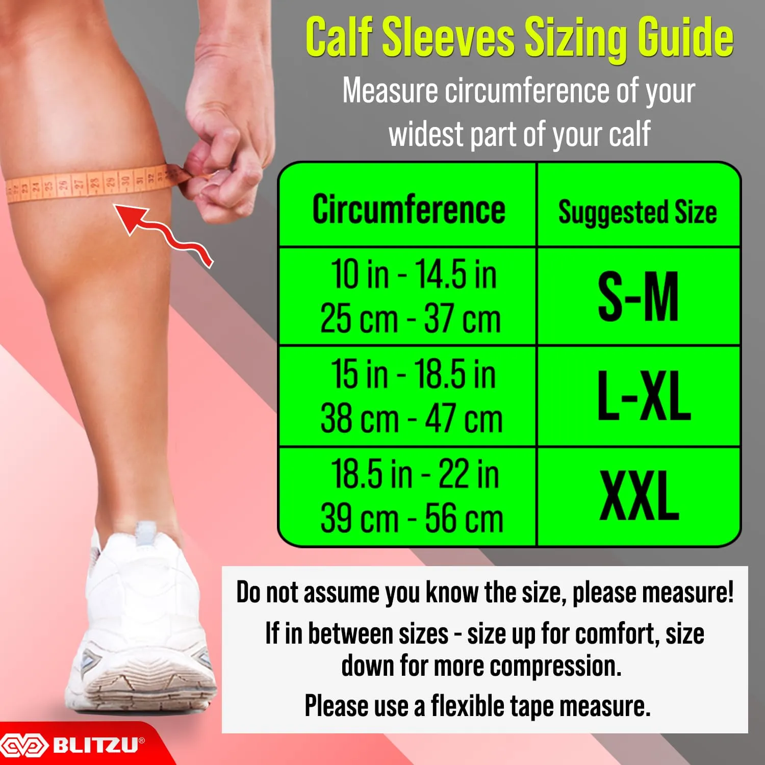 BLITZU Calf Compression Sleeve for Men & Women Footless Compression Socks Support Runners Leg Sleeve Shin Splints Pain Relief Black Small/Medium