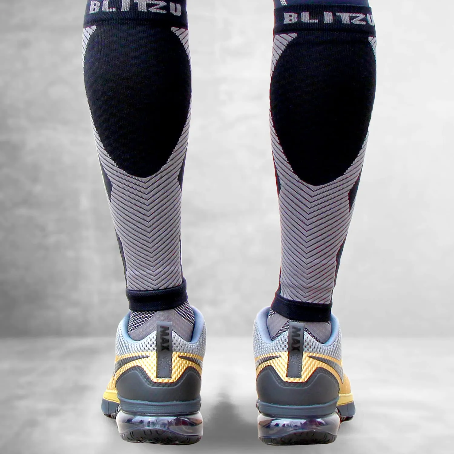 BLITZU Calf Compression Sleeve for Men & Women Footless Compression Socks Support Runners Leg Sleeve Shin Splints Pain Relief Black Small/Medium