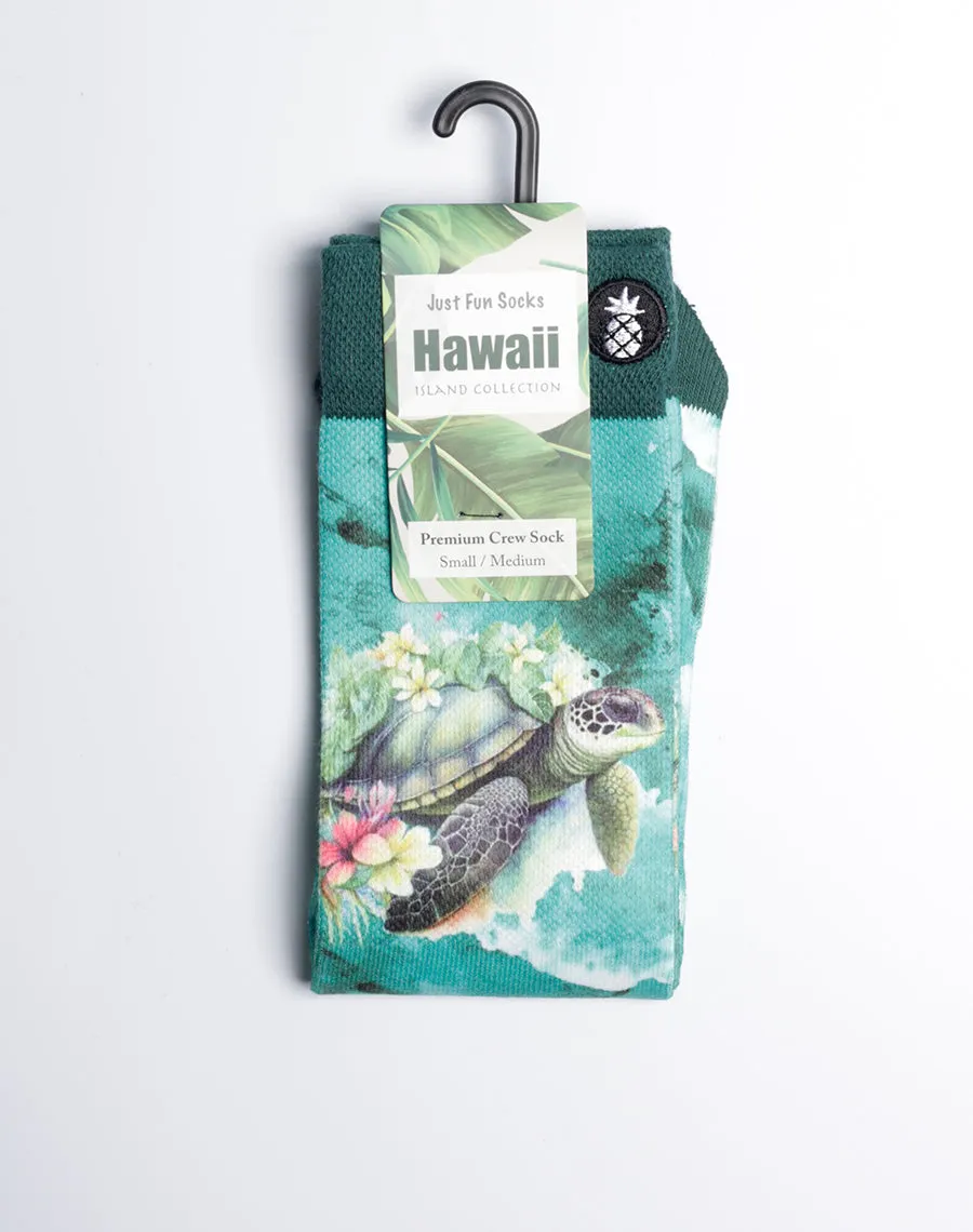 Blossom Turtle Sea Voyage Printed Crew Socks