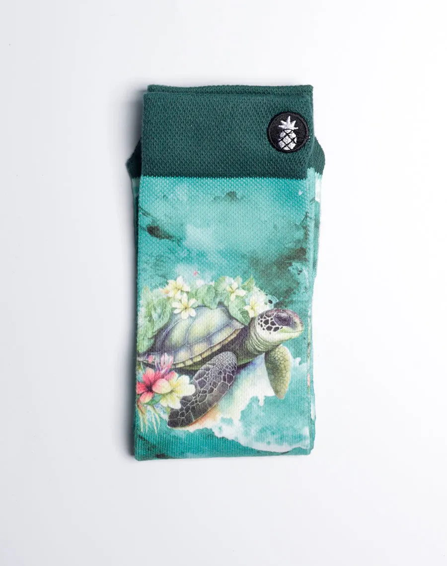 Blossom Turtle Sea Voyage Printed Crew Socks