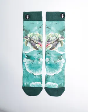 Blossom Turtle Sea Voyage Printed Crew Socks