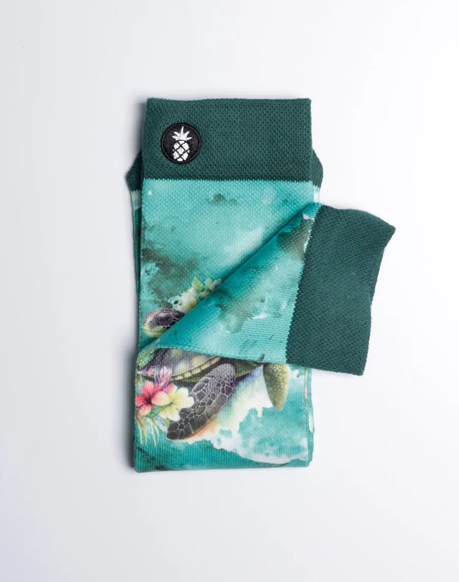 Blossom Turtle Sea Voyage Printed Crew Socks