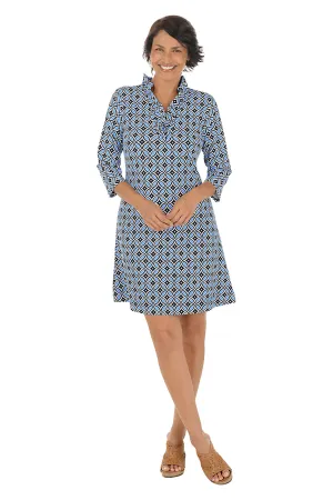 Blue Compass Rose UPF50  Ruffle Neck Dress Bright Sets Blue Compass Rose UPF50  Ruffle Neck Dress Soft Fashion Love Glow