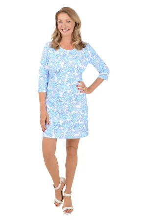 Blue Coral UPF50  Travel Dress Evening Style NonSlipClosure Layered Texture Blue Coral UPF50  Travel Dress