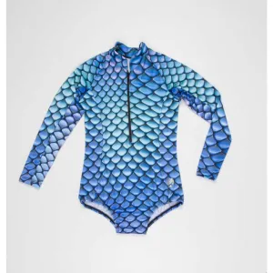 BLUE FLAKES LONG SLEEVE SWIMSUIT