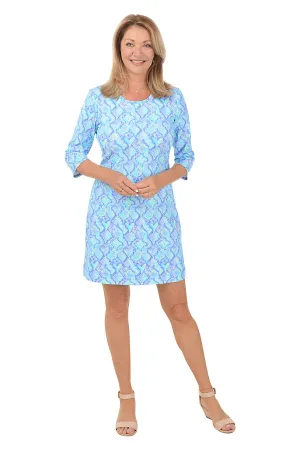 Blue Snake Hearts UPF50  Travel Dress Tango Night Trendy Cut Texture Mood Blue Snake Hearts UPF50  Travel Dress