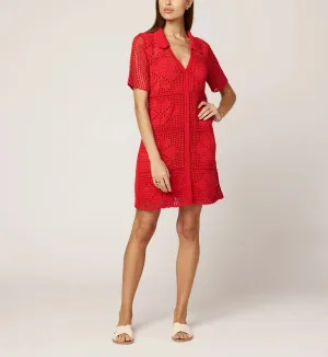 Blush Pink Ileanna Crochet Mini Dress | Poppy Red Ileanna Crochet Mini Dress | Poppy Red Breezy Style slim fit
