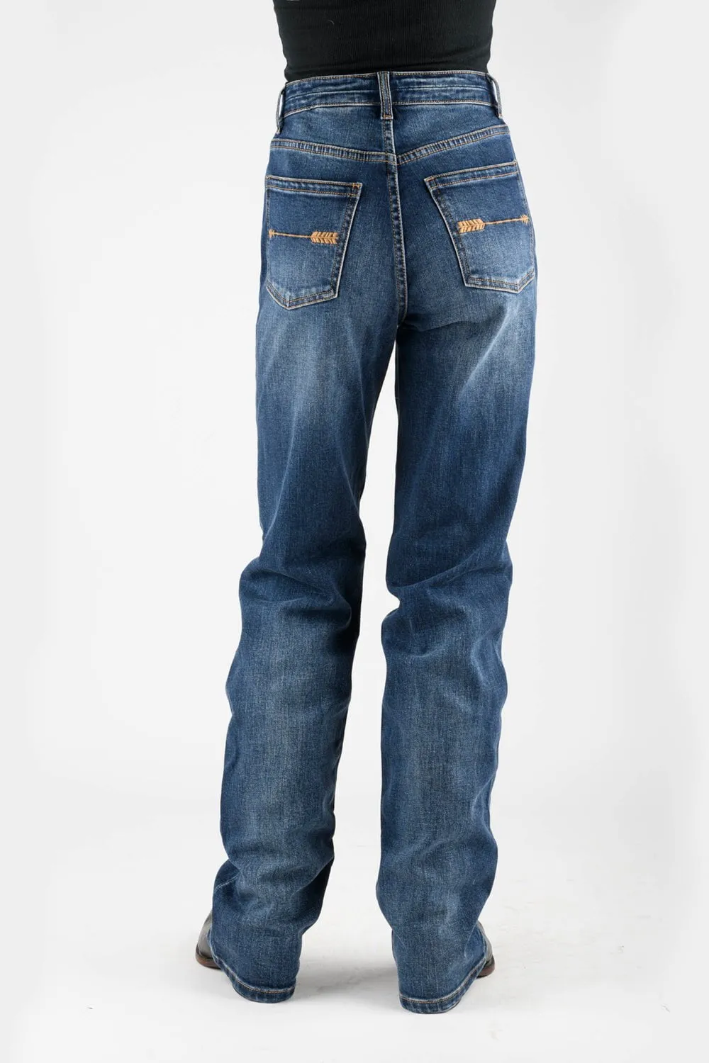 Universal Fit Sizing Stetson Womens 915 High Rise Arrow Blue Cotton Blend Jeans