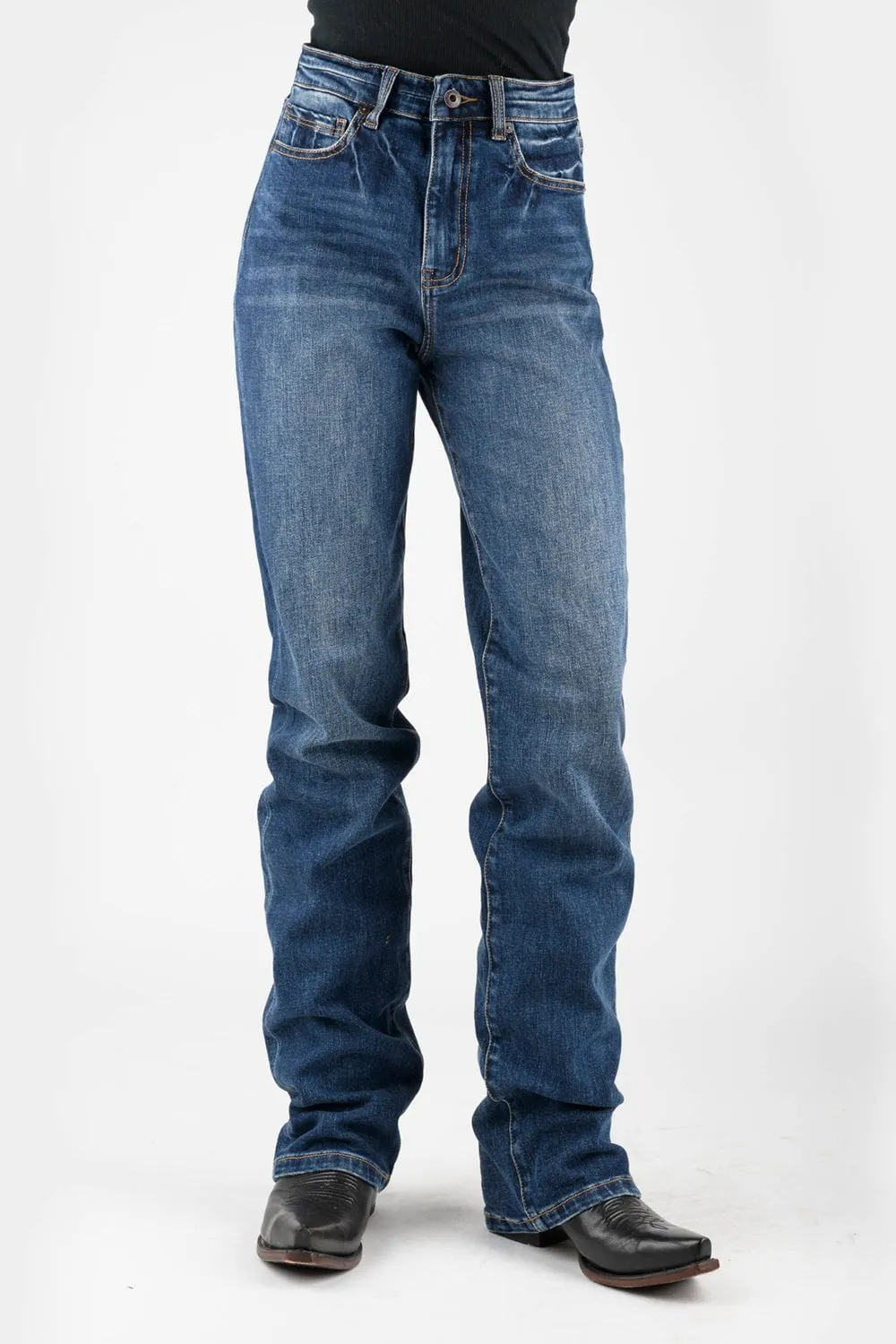 Stetson Womens 915 High Rise Arrow Blue Cotton Blend Jeans Subtle design Style Upgrade
