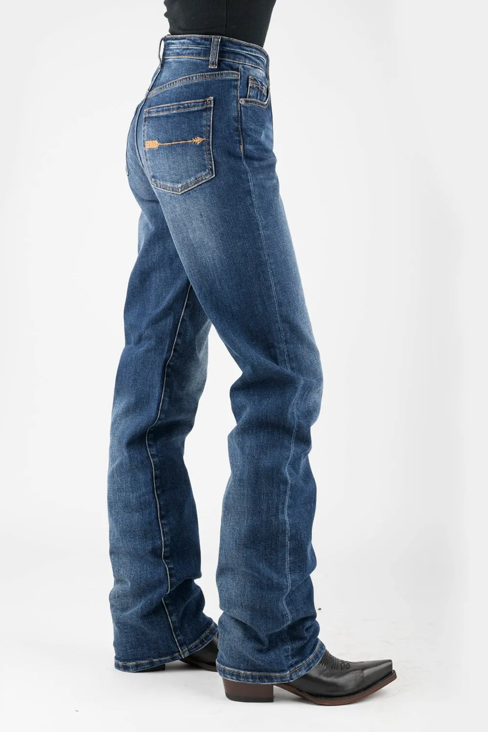 Trend Friendly Stetson Womens 915 High Rise Arrow Blue Cotton Blend Jeans