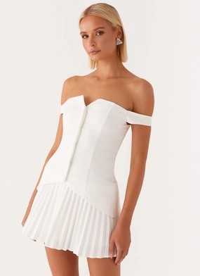 Bohemian style Twisted Skies Off Shoulder Mini Dress - Off White Layer Ready Calm Drape Twisted Skies Off Shoulder Mini Dress - Off White