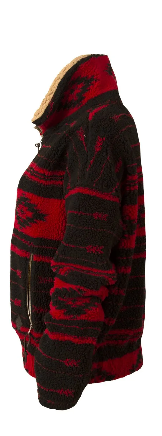 STS Ranchwear Womens Roxie Red/Black 100% Polyester Fleece Jacket Elegant Adult Fashion Easywear Style