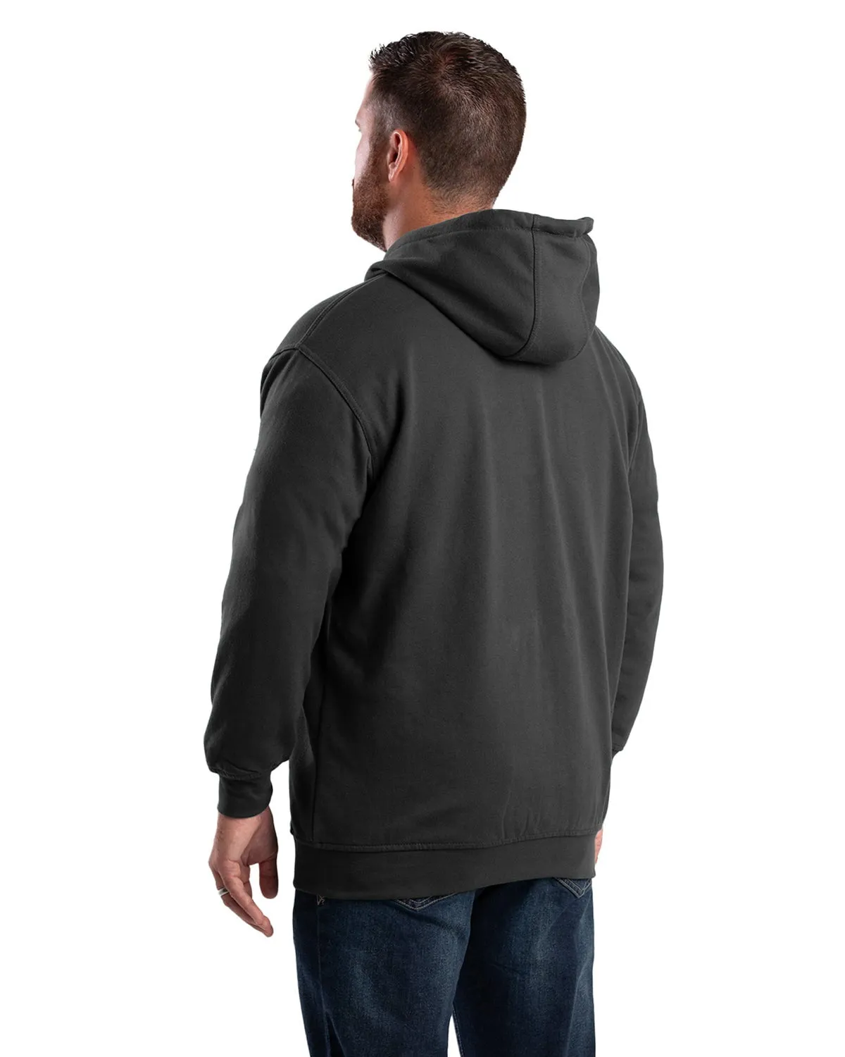 Berne Apparel Mens Heritage Thermal-Lined Zip Black Cotton Blend Hoodie Stylish Design Cozy Option
